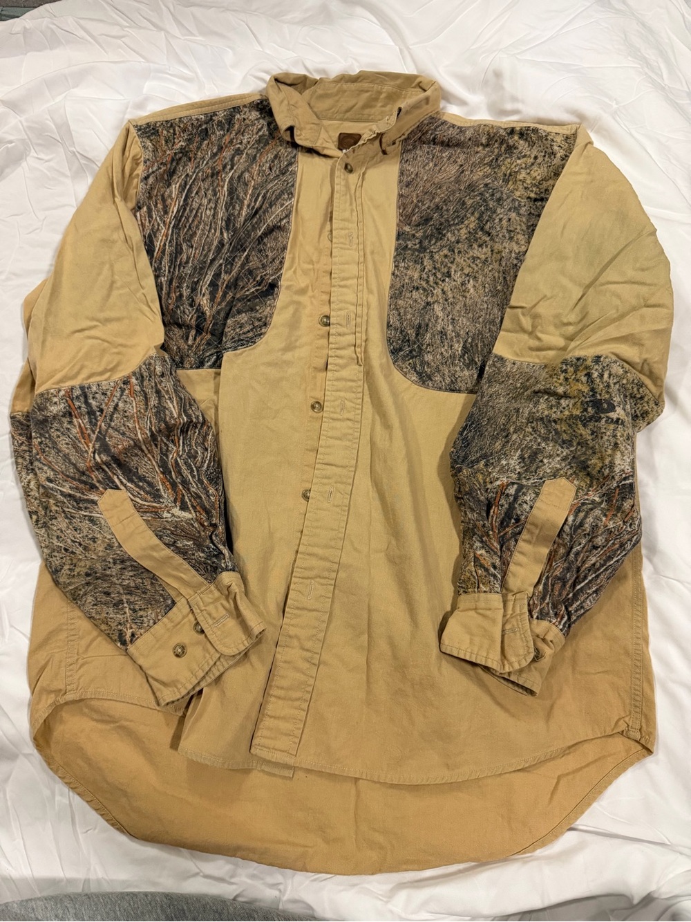 Men's Tan Field Jacket with Camouflage Panels